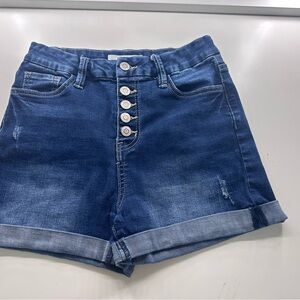 YMI Dark Blue Jean Shorts with Button Detail